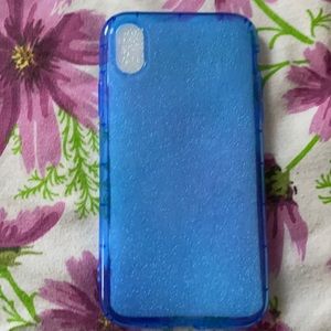 A clear blue iPhone XR case.